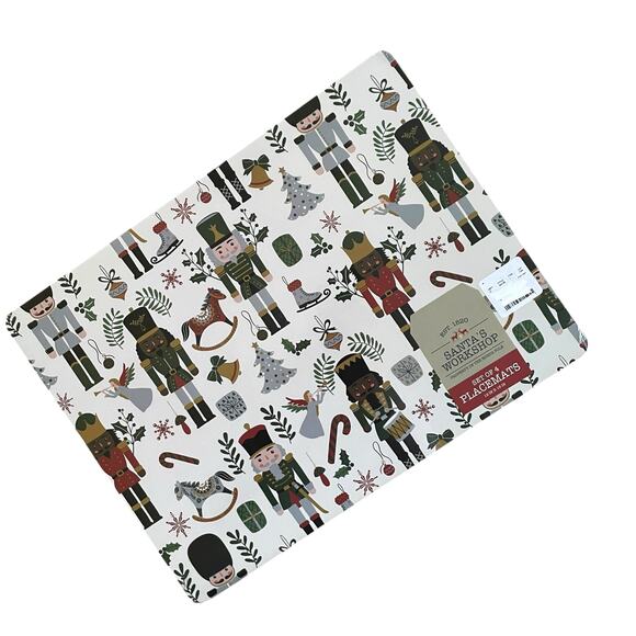 NUTCRACKER Cork Backed Hard Christmas Placemats 12x16 Set of 4 Holiday New - Picture 2 of 10